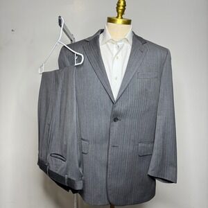 JOS A BANK Signature Collection Mens Gray Herringbone Wool Suit 42R 36W